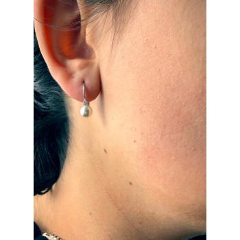 RomaBijoux|monachella orecchini argento 925 con perla e punto luce brillante bianco donna