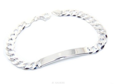 RomaBijoux|925 silver plate bracelet clear and solid curb chain 7 mm wrist 19 cm