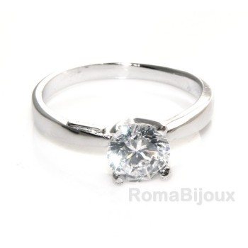RMB|silver 925 Rhodium: Solitaire with zircon 5.5mm brilliant cut