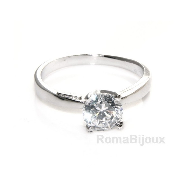 RMB|silver 925 Rhodium: Solitaire with zircon 5.5mm brilliant cut