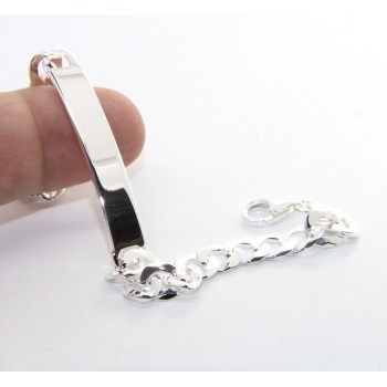 RomaBijoux|Bracciale targa argento 925 chiaro e massiccio catena grumetta 7 mm polso 19 cm