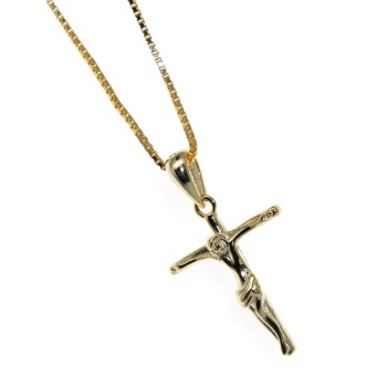 RomaBijoux| necklace all 925 silver latin cross crucifix 45 50 60 cm yellow gold plated