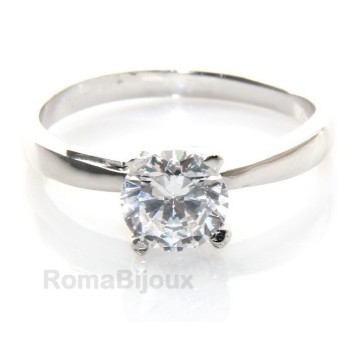 RMB|silver 925 Rhodium: Solitaire with zircon 5.5mm brilliant cut