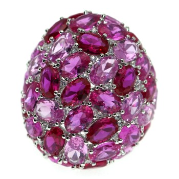 RomaBijoux|large ring all 925 silver oval pink ruby ​​zirconia adjustable