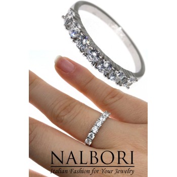RomaBijoux|anello donna riviera in argento 925 con 7 zirconi bianchi da 3 mm