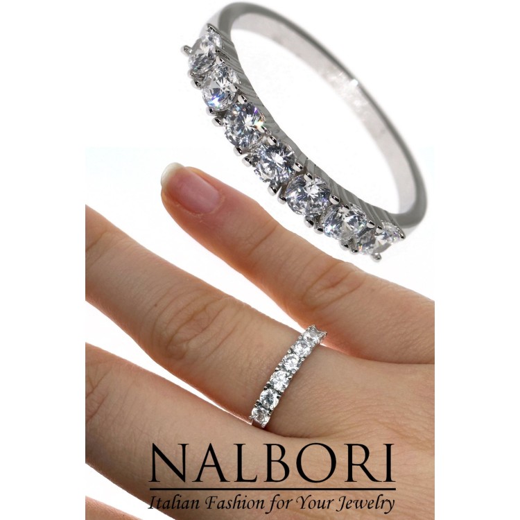 RomaBijoux|925 silver riviera ring with 7 white zirconia 3 mm women