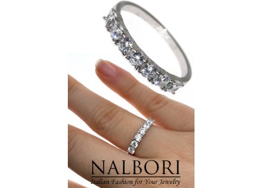 RomaBijoux|925 silver riviera ring with 7 white zirconia 3 mm women