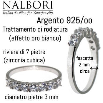 RomaBijoux|anello donna riviera in argento 925 con 7 zirconi bianchi da 3 mm