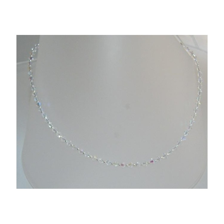 RMB|Collana girocollo Argento 925 Con Swarovski Bicono Bianco varie lunghezze