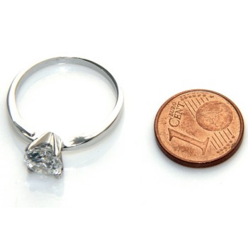 RMB|silver 925 Rhodium: Solitaire with zircon 5.5mm brilliant cut