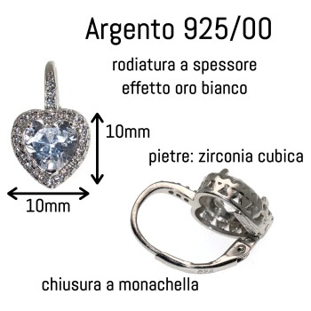 RomaBijoux|earrings silver 925 heart brilliant white woman