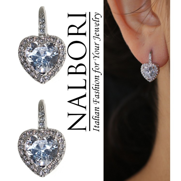 RomaBijoux|earrings silver 925 heart brilliant white woman