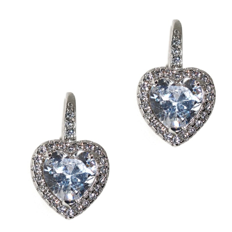 RomaBijoux|earrings silver 925 heart brilliant white woman