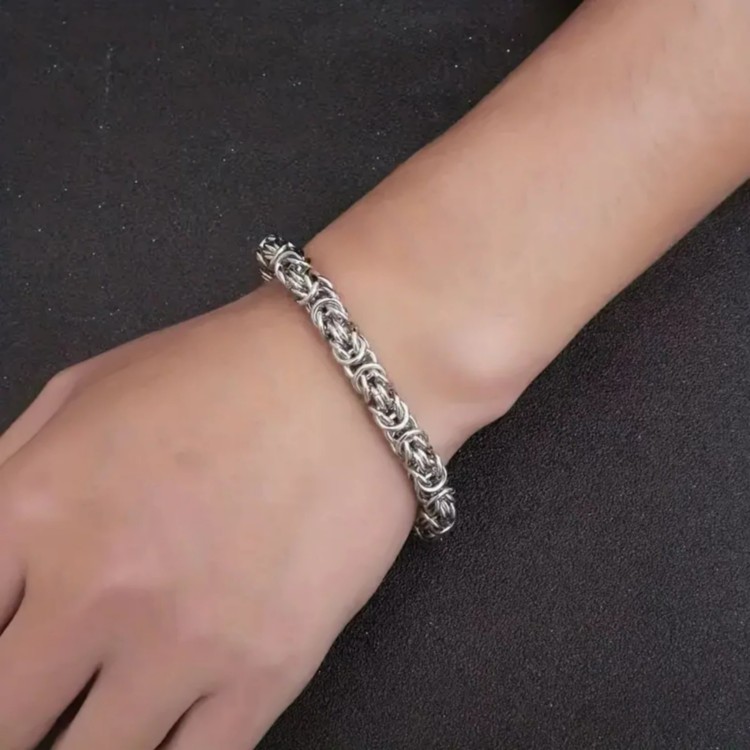 RMB|Bracciale maglia bizantina acciaio anallergico silver