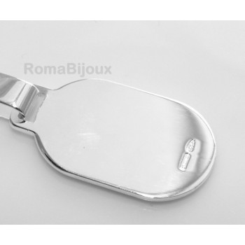 RMB|Keychain keyring man or woman plate machined oval glossy all 925 Silver Massif 16 gr