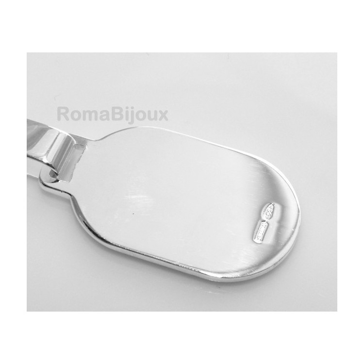 RMB|Keychain keyring man or woman plate machined oval glossy all 925 Silver Massif 16 gr