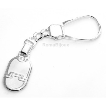 RMB|Keychain keyring man or woman plate machined oval glossy all 925 Silver Massif 16 gr