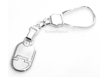 RMB|Keychain keyring man or woman plate machined oval glossy all 925 Silver Massif 16 gr