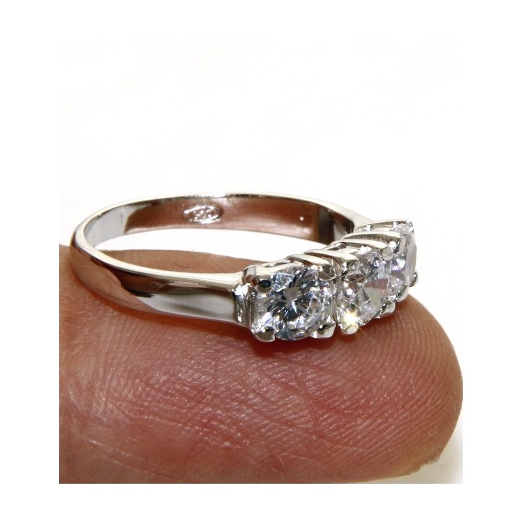 RMB|silver 925 ring for woman : Trilogy with brilliant cut cubic zirconia 0.5 cm