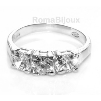 RMB|silver 925 ring for woman : Trilogy with brilliant cut cubic zirconia 0.5 cm