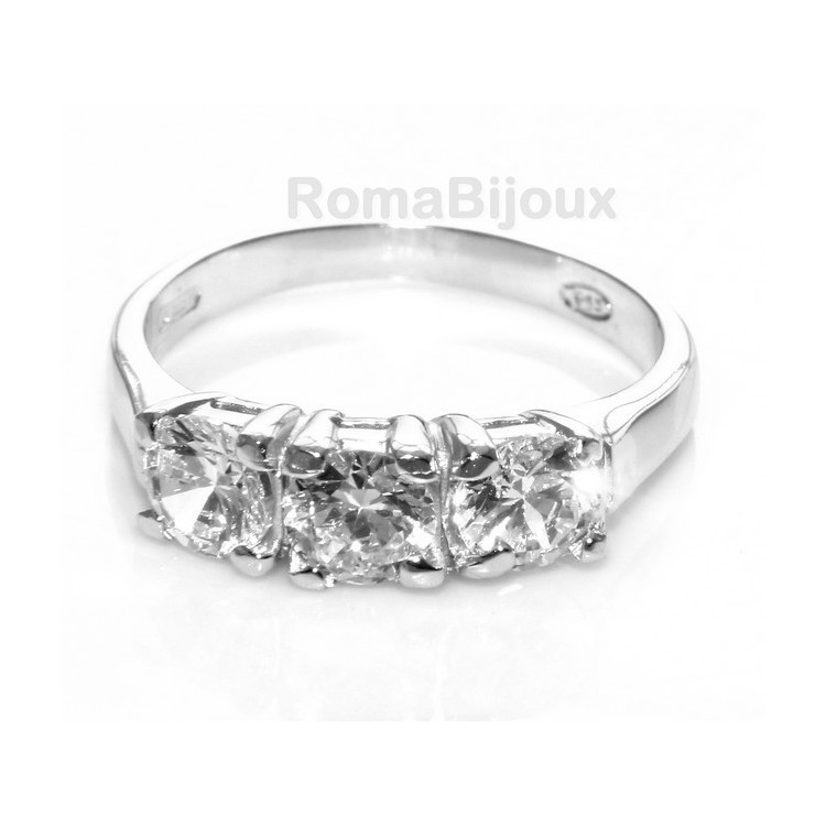 RMB|silver 925 ring for woman : Trilogy with brilliant cut cubic zirconia 0.5 cm