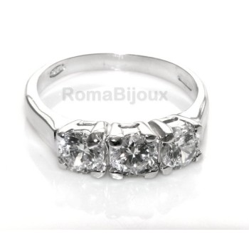 RMB|silver 925 ring for woman : Trilogy with brilliant cut cubic zirconia 0.5 cm