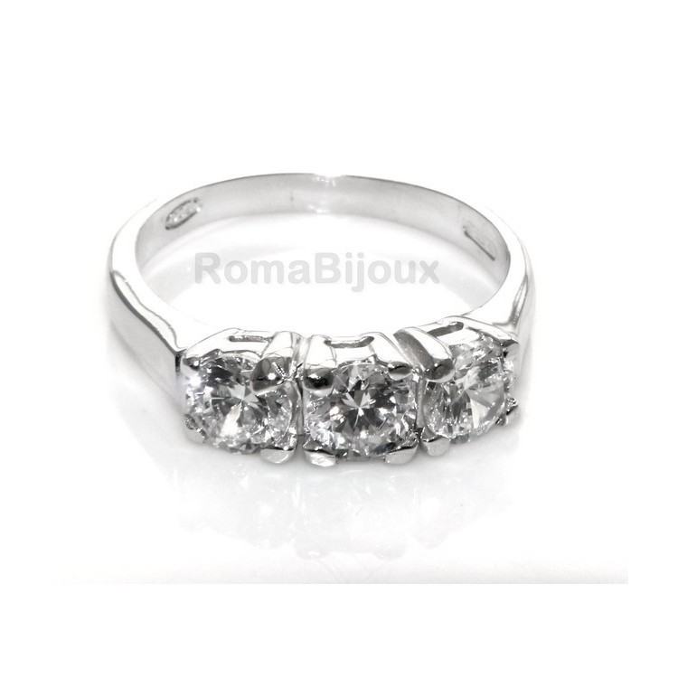 RMB|Argento 925 Italiano Rodiato : Trilogy con zirconi da 0,5 taglio brillante