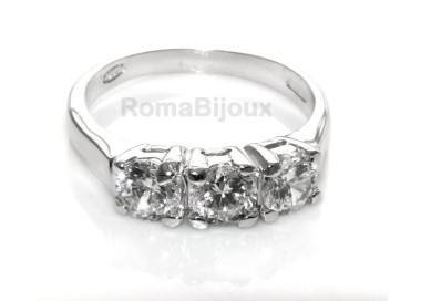 RMB|Argento 925 Italiano Rodiato : Trilogy con zirconi da 0,5 taglio brillante