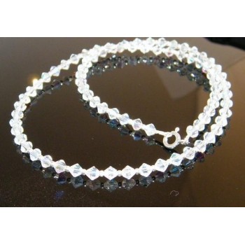 RMB|Collana girocollo Argento 925 Con Swarovski Bicono Bianco varie lunghezze