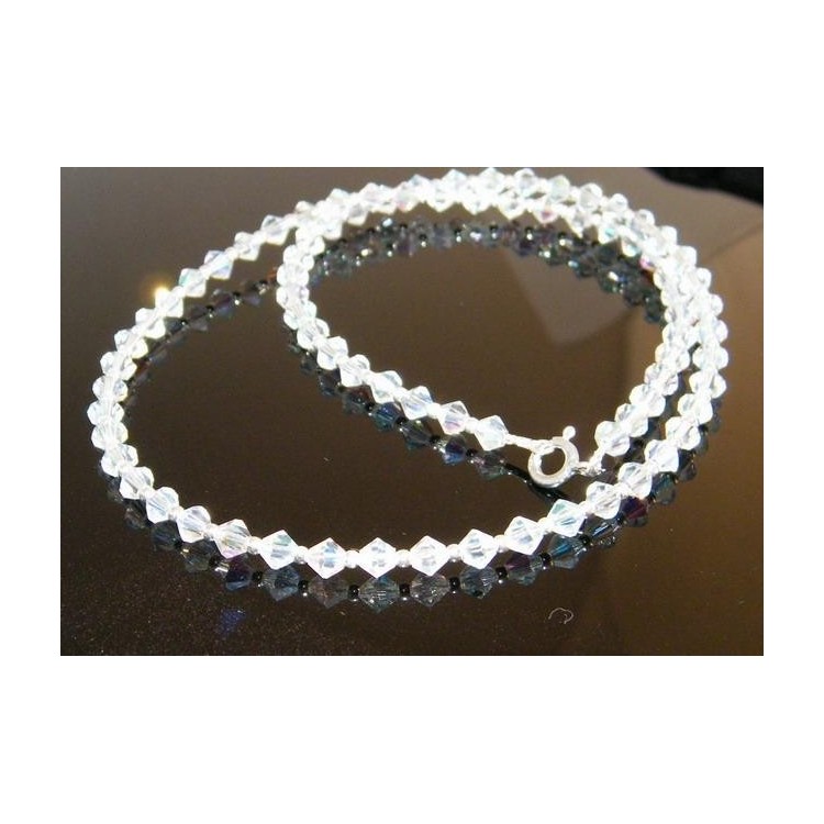 RMB|Collana girocollo Argento 925 Con Swarovski Bicono Bianco varie lunghezze