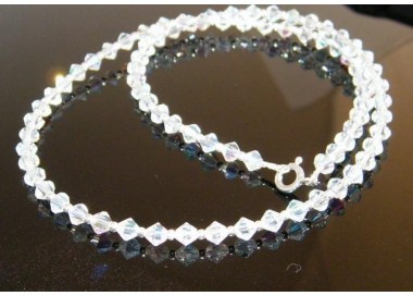 RMB|Collana girocollo Argento 925 Con Swarovski Bicono Bianco varie lunghezze