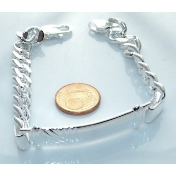 RMB|SILVER 925: Bracelet man massive chain gourmette plate reliefs 20.50 cm 26.30 gr