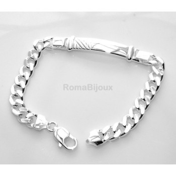 RMB|SILVER 925: Bracelet man massive chain gourmette plate reliefs 20.50 cm 26.30 gr