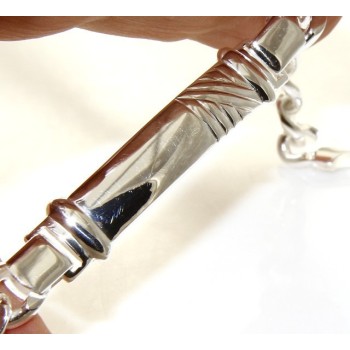 RMB|bracciale uomo targa argento 925 grumetta con rilievi 20,50 cm