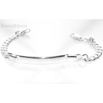 RMB|SILVER 925: Bracelet man massive chain gourmette plate reliefs 20.50 cm 26.30 gr