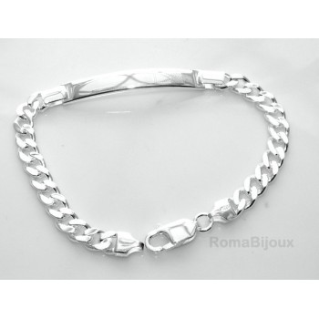 RMB|SILVER 925: Bracelet man massive chain gourmette plate reliefs 20.50 cm 26.30 gr