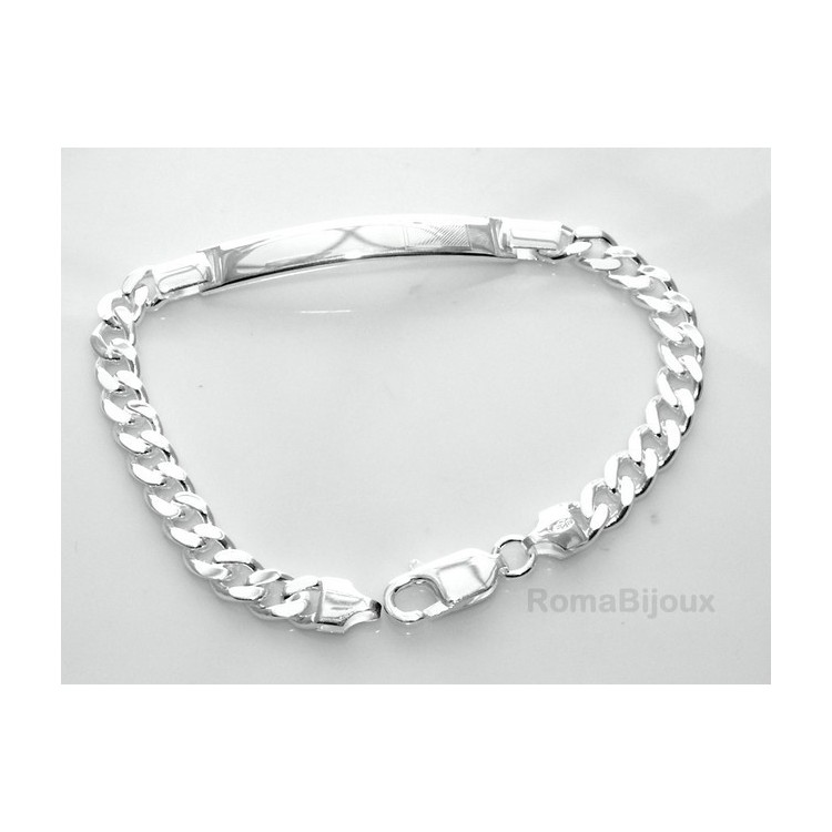 RMB|Bracciale targa grumetta argento 925 uomo massiccio polso 20,50 cm