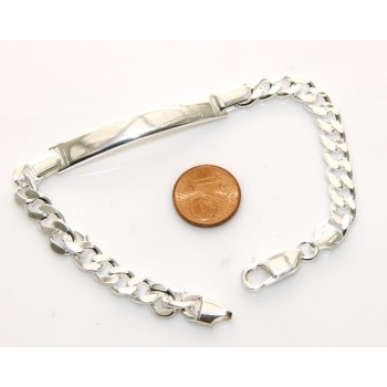 RMB|SILVER 925: Bracelet man massive chain gourmette plate reliefs 20.50 cm 26.30 gr