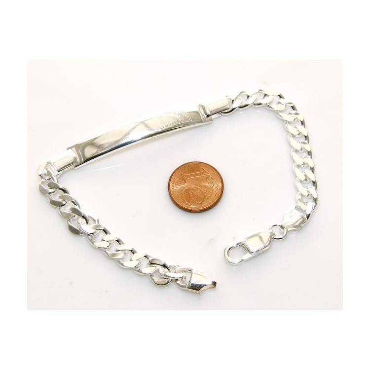 RMB|SILVER 925: Bracelet man massive chain gourmette plate reliefs 20.50 cm 26.30 gr