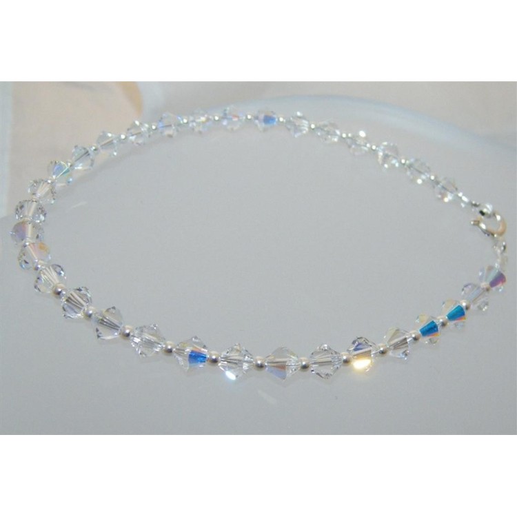 RMB|Bracciale Argento 925 Con Swarovski Bicono BIANCO Crystal White varie misure