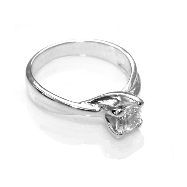 RMB|Argento 925 Rodiato : Solitario con zircone da 5 mm taglio brillante