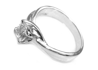 RMB|925 sterling silver solitaire 5 mm brilliant cut zircon ring size 11