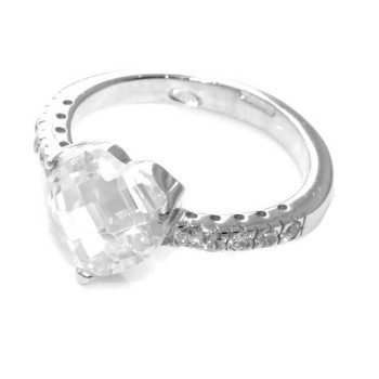 RMB|925 silver riviera ring with heart-shaped central stone