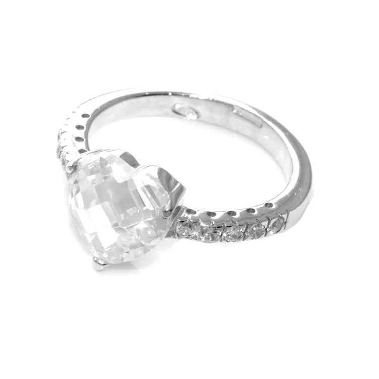 RMB|925 silver riviera ring with heart-shaped central stone