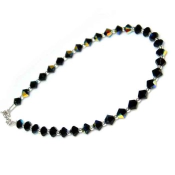 RMB|Bracciale Argento 925 Con Swarovski Bicono  Nero Jet AB varie misure