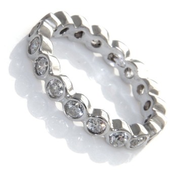 RMB|eternity argento 925 fedina anello zirconi bianchi cipollina 3 mm