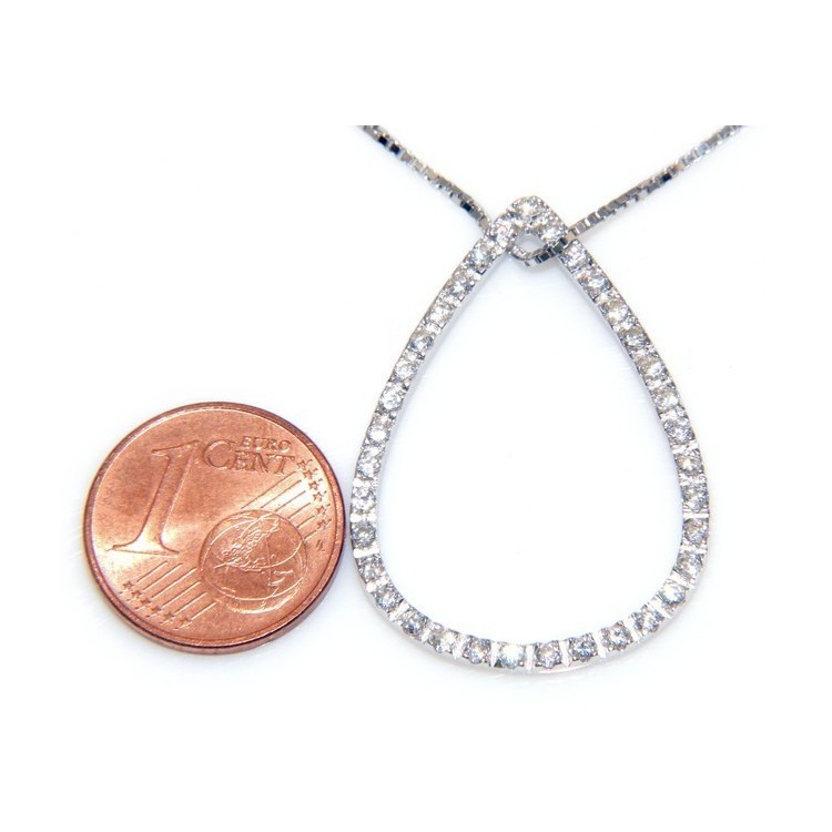 RMB|sterling silver : Venetian Necklace with pendant drop to pave cubic zirconia