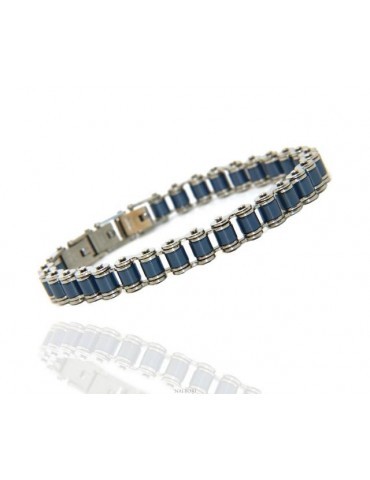 Stainless steel bracelet chain hypoallergenic ip blue 9 mm wrist 17 - 20 cm nalbori