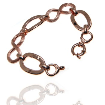 RMB|Bracciale argento 925 donna con 8 scanalato e ovali lisci donna placcato oro rosa
