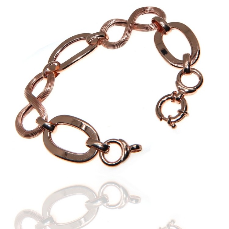 RMB|Bracciale argento 925 donna con 8 scanalato e ovali lisci donna placcato oro rosa